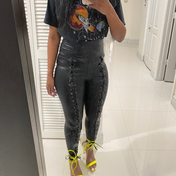 Leather Tie Pants - Picture 2 of 2